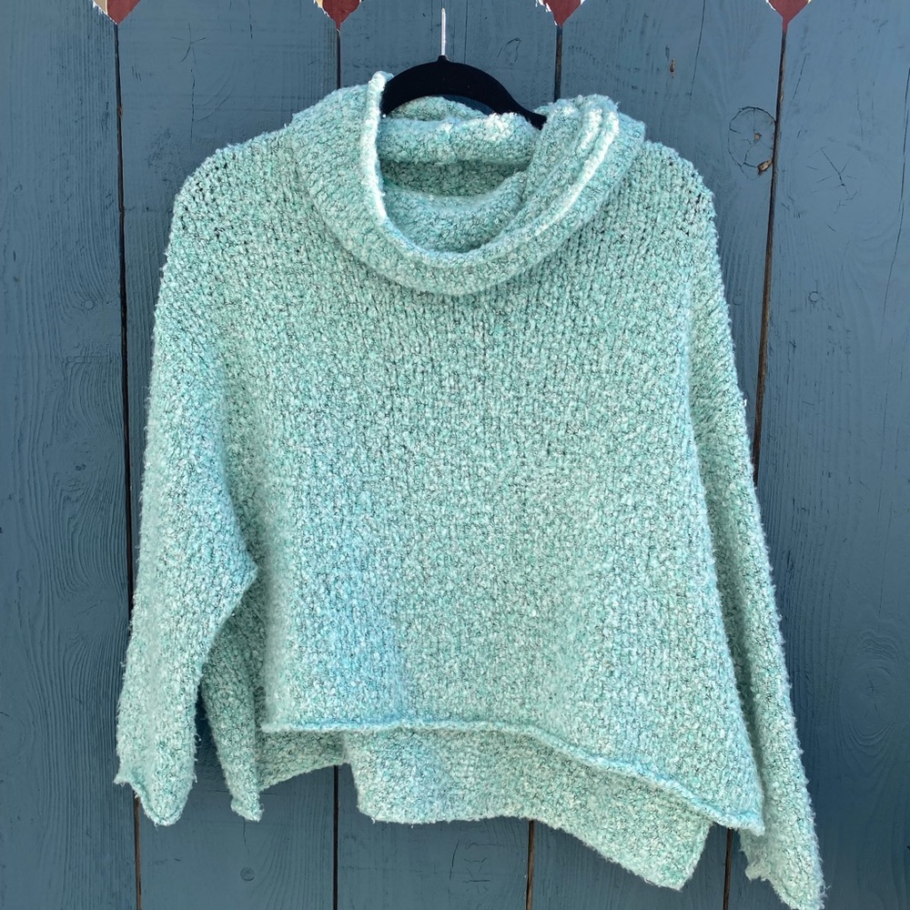 Free People Baby Blue Turtle-neck sweater